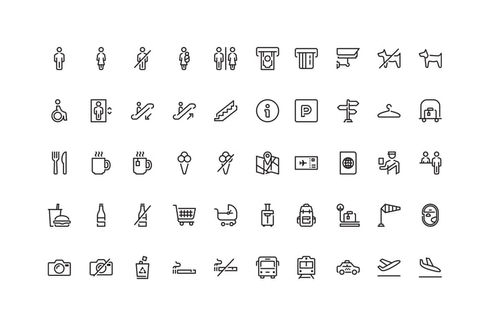 50 Wayfinding and Airport icons