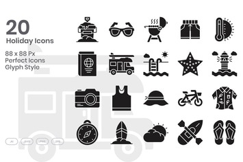 20 Holiday Icons Set - Glyph