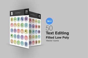50 Text Editing Filled Low Poly Icons