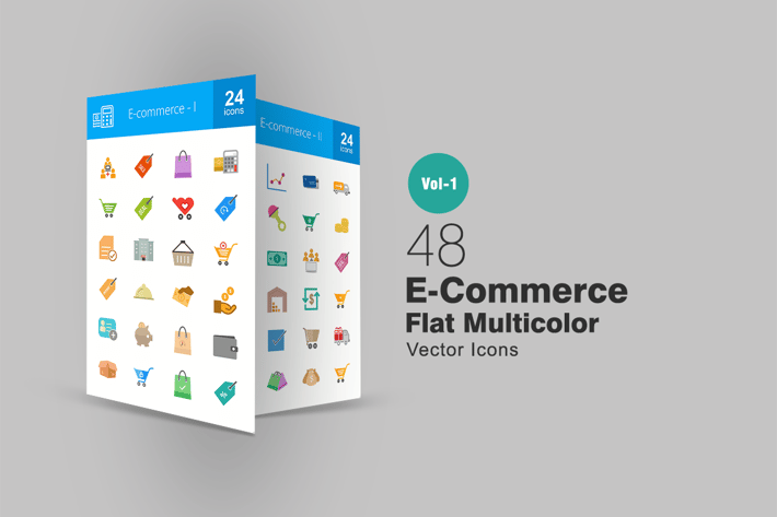 48 Ecommerce Flat Multicolor Icons