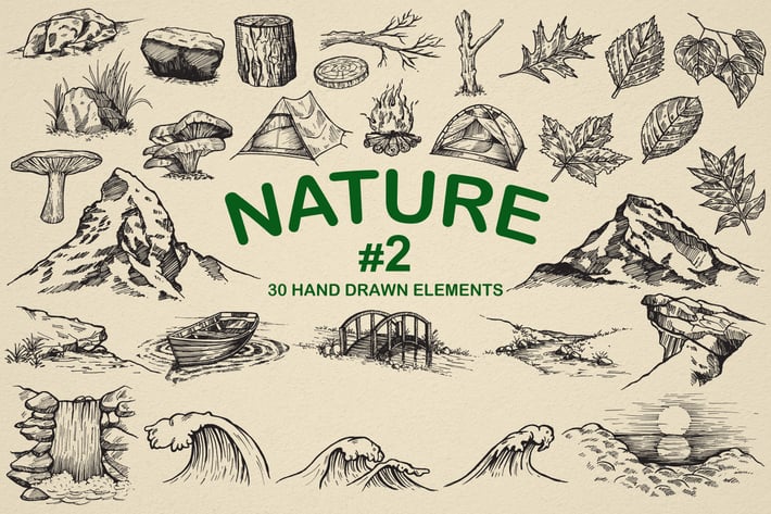 Nature Forest Hand drawn Elements #2