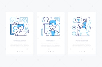 Medical professions line design style web banners
