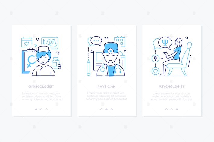 Medical professions line design style web banners