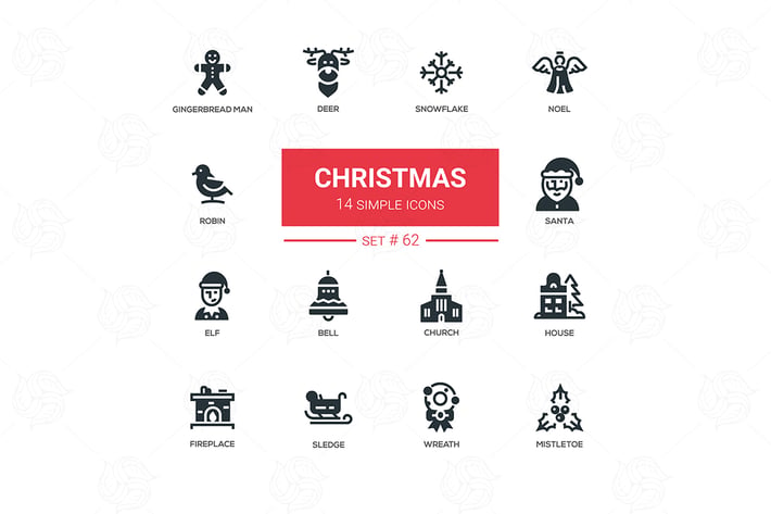 Holiday season, Christmas - line design icons set