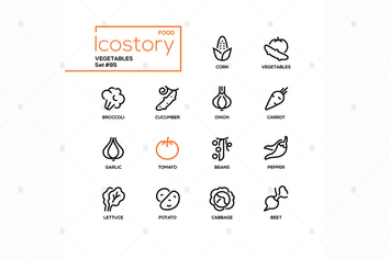 Vegetables - modern line design style icons set