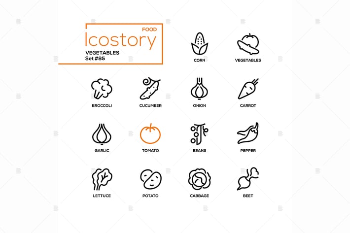 Vegetables - modern line design style icons set