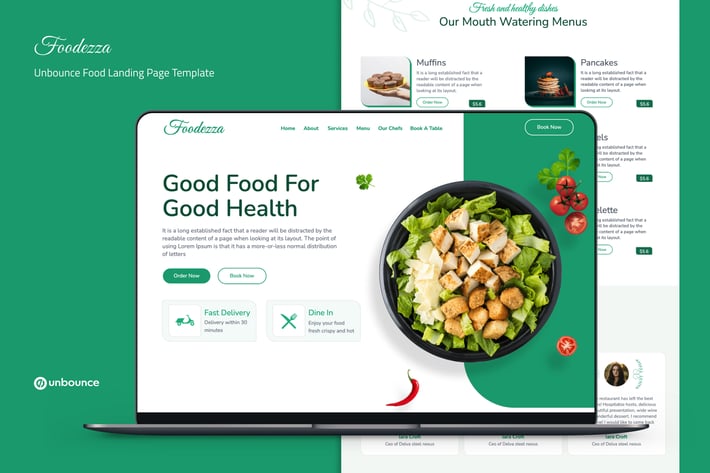 Foodezza — Unbounce Food Landing Page Template