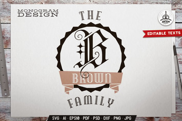 Family Monogram Label Template With Ribbon