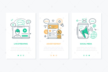 Blog concept line design style web banners