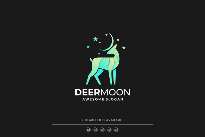 Deer Moon Gradient Logo