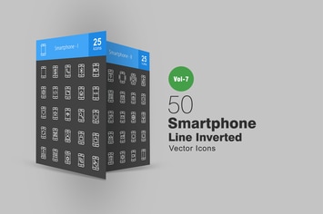 50 Smartphone Line Inverted Icons