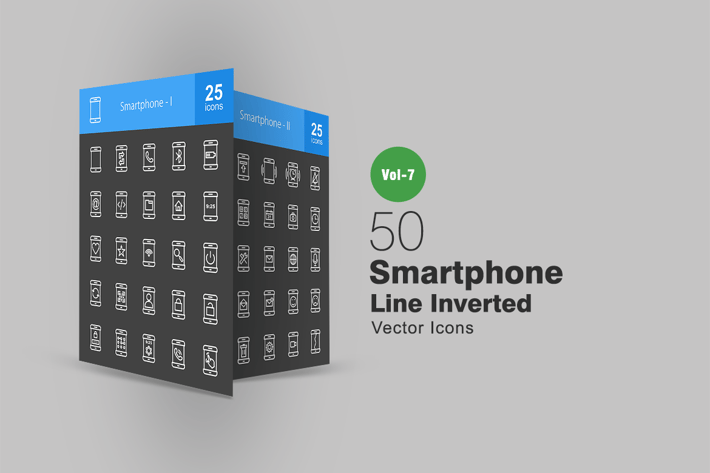 50 Smartphone Line Inverted Icons