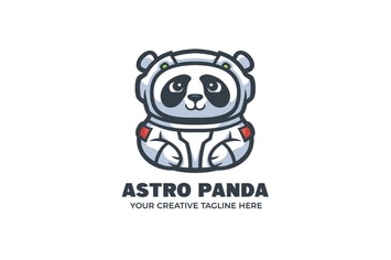 Cute Panda Astronaut Mascot Character Logo