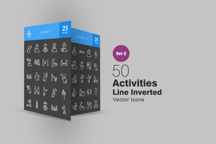 50 Activities Line Inverted Icons