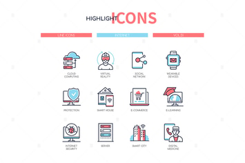Internet concept - line design style icons set