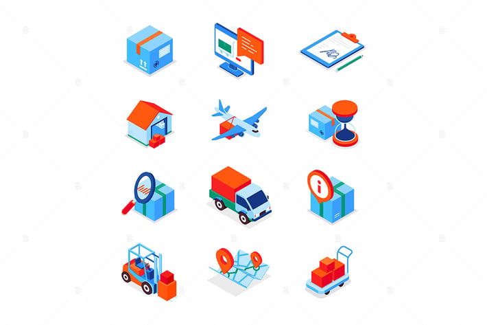 Transportation and logistics - isometric icons