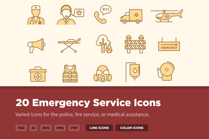 20 Emergency Service Icons