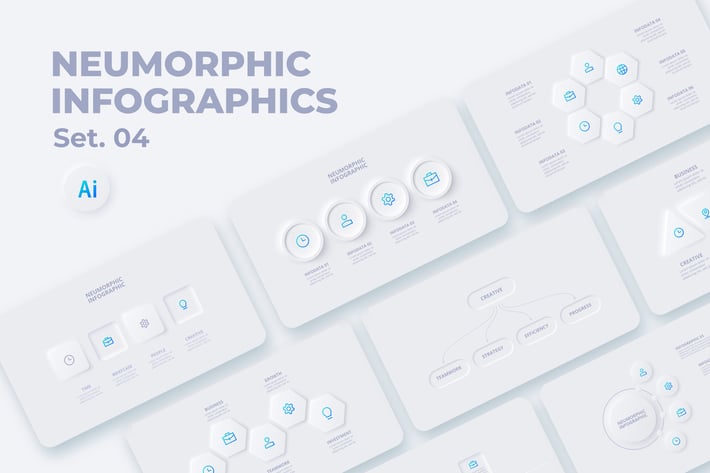 Neumorphic Infographics Set 04
