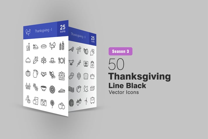 50 Thanksgiving Line Icons