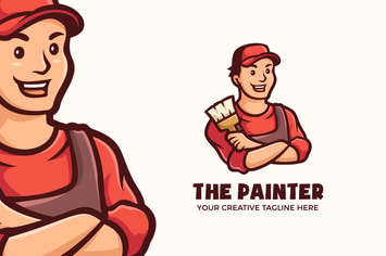 The Painter Man Cartoon Mascot Logo Template