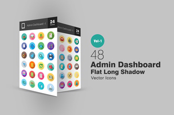 48 Admin Dashboard Flat Long Shadow Icons