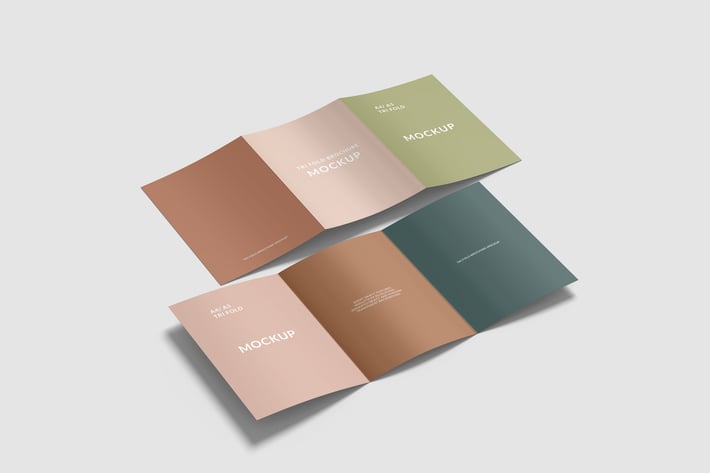 Inside and Outside of A4 Trifold Brochure Mockups