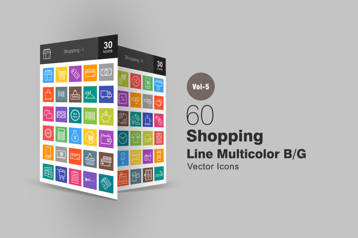 60 Shopping Line Multicolor Icons