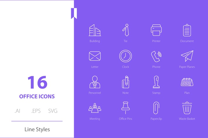 Business Office  Icon Line Styles