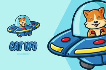 Cat Ufo - Mascot Logo