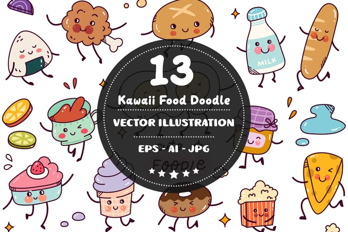 Kawaii Food Doodle Set
