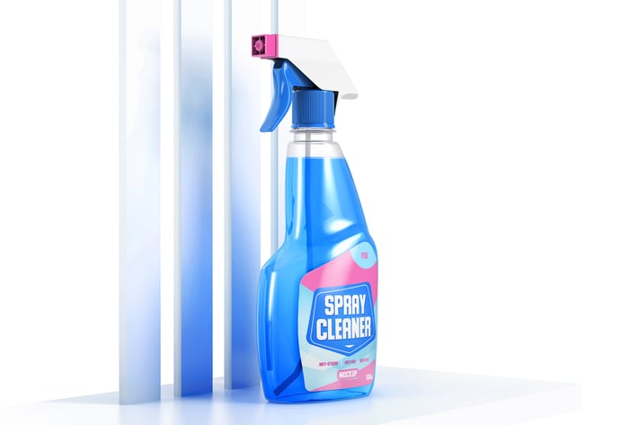 Transparent Spray Cleaner Bottle Mockup