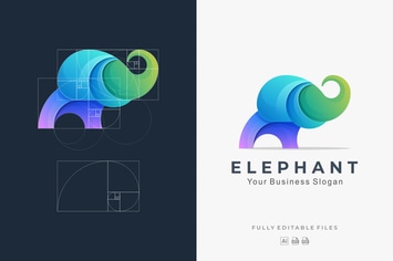 Elephant Gradient with Golden Ratio Logo Template