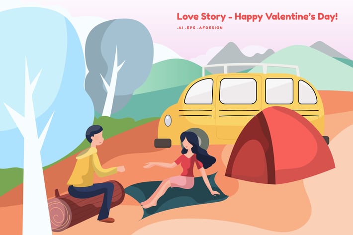 Love Story Vector Illustration
