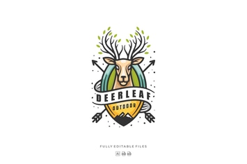 Deer Leaves Badge Logo