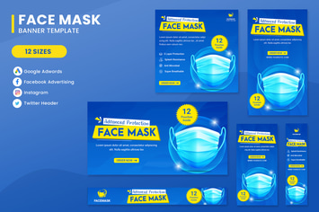 Face Mask Banner Ads Set Template