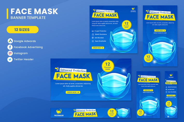 Face Mask Banner Ads Set Template