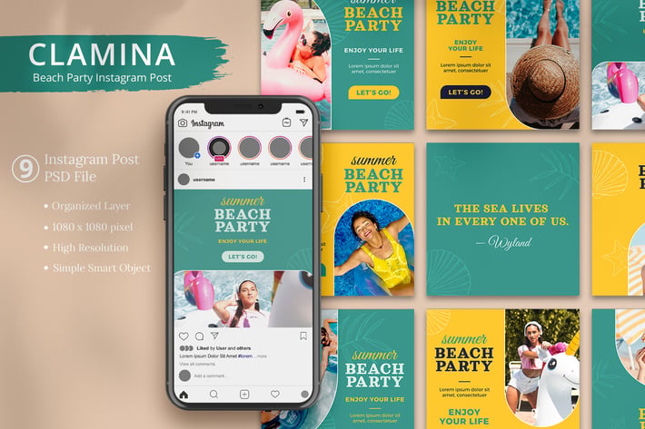 Clamina - Beach Party Instagram Post