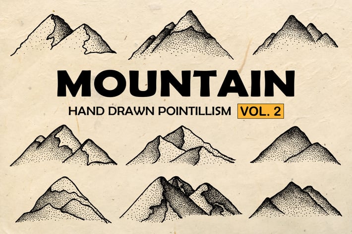 Mountain - Hand drawn Pointillism Vol. 2