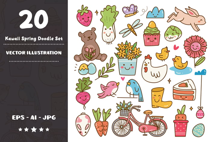 Kawaii Spring Doodle Set