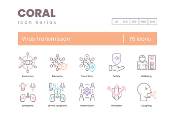 Virus Transmission Line Icons