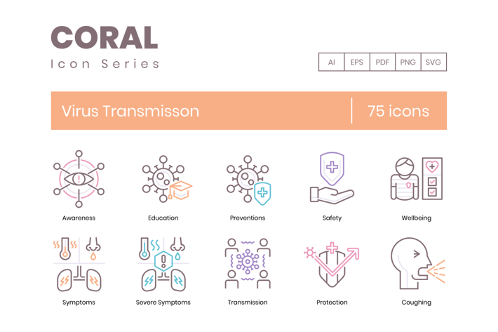 Virus Transmission Line Icons