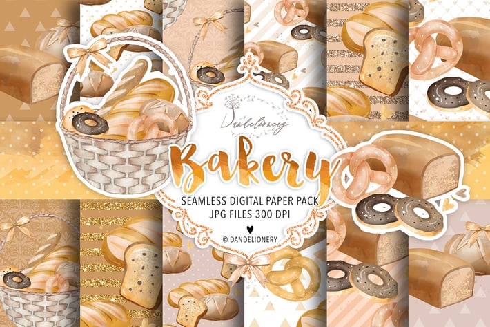 Bakery digital paper pack