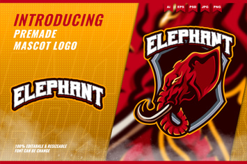Red Elephant Head - Mascot Esport Logo Template