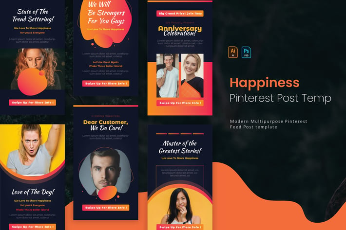 Share Happines | Pinterest Post Template