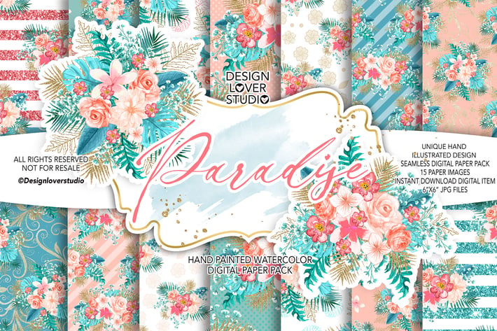 Paradise digital paper pack