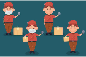 Delivery Man with Parcel Box Illustration