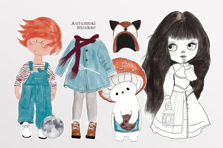 Illustration - Autumnal Stickers