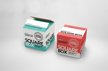 Square Slotted-Type Paper Box Packaging Mockup