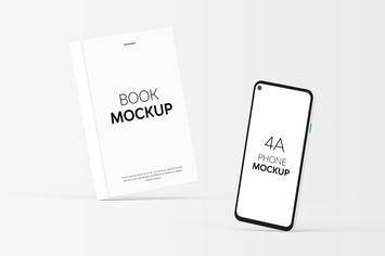 Book & 4A Phone Mockup