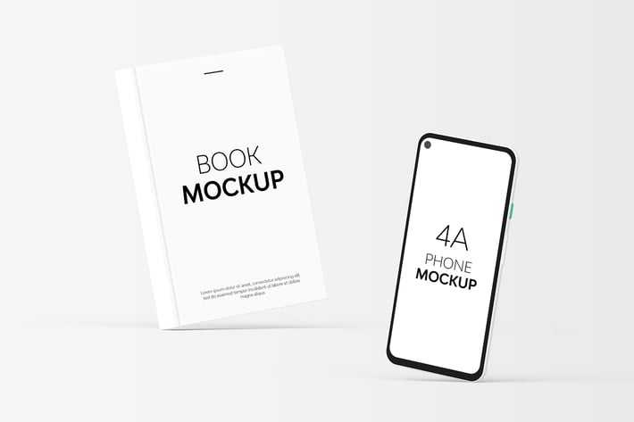 Book & 4A Phone Mockup